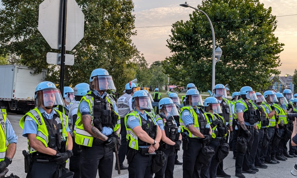 Chicago police lines at 2024 DNC protests